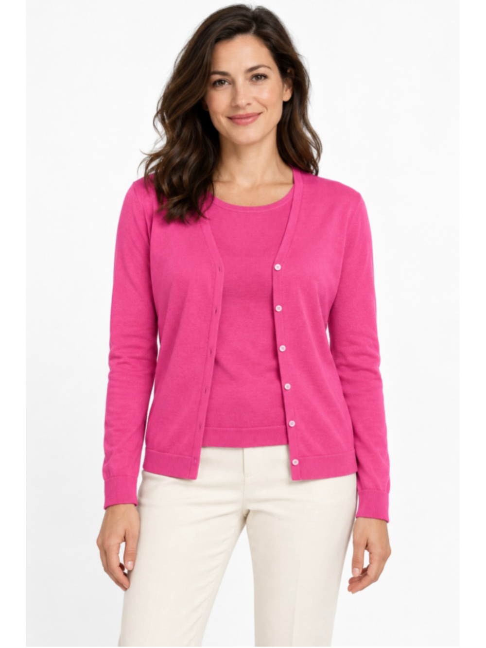 Lauren Ralph Lauren Petite M Pink Silk Blend Cardigan Tank Top Twin Set